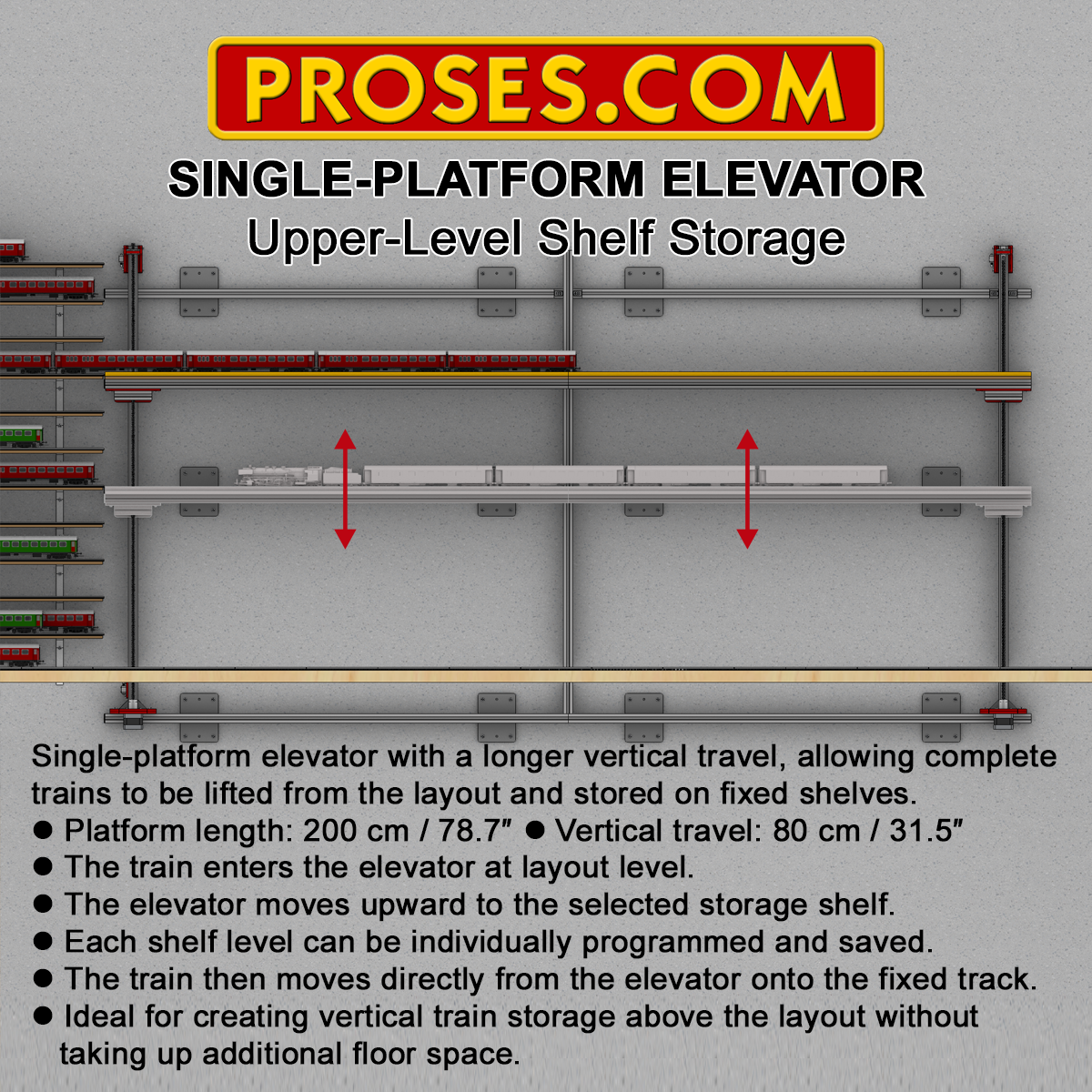 MTE-280 Model Train Elevator - Upper-Level Storage
