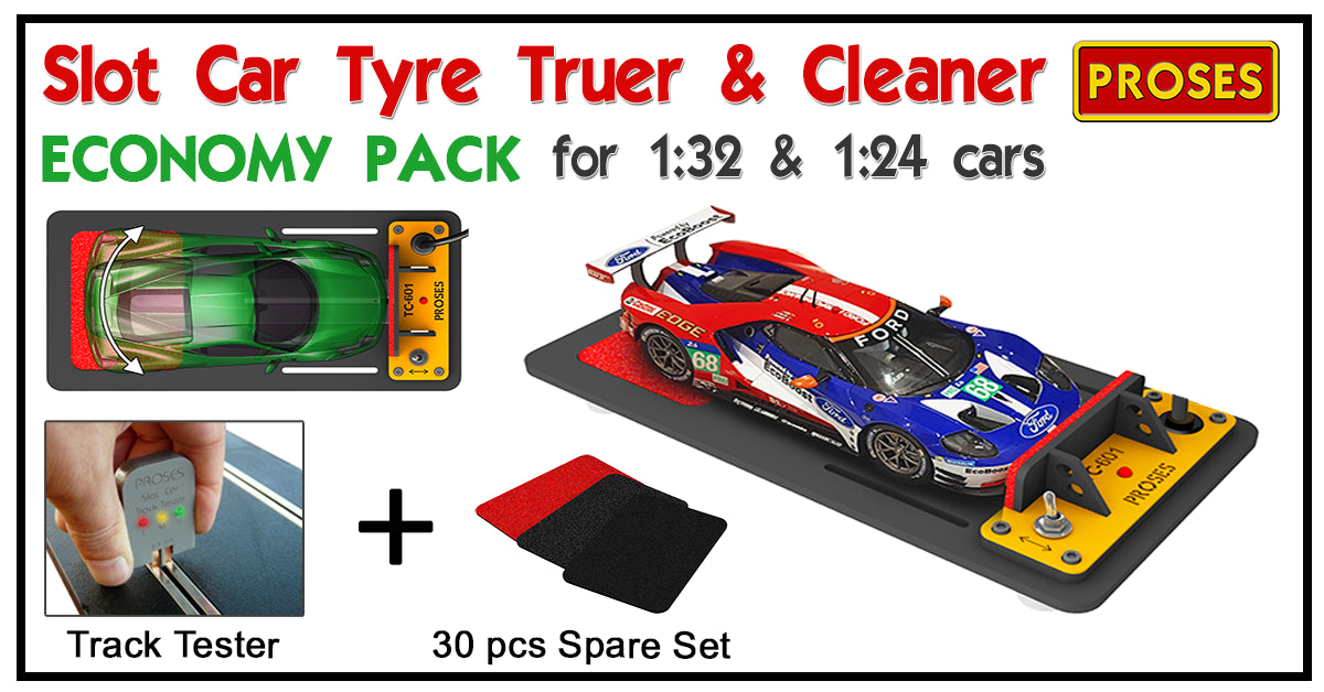 Slot Car Economy Pack with Track Tester and 30 pcs Spares Set