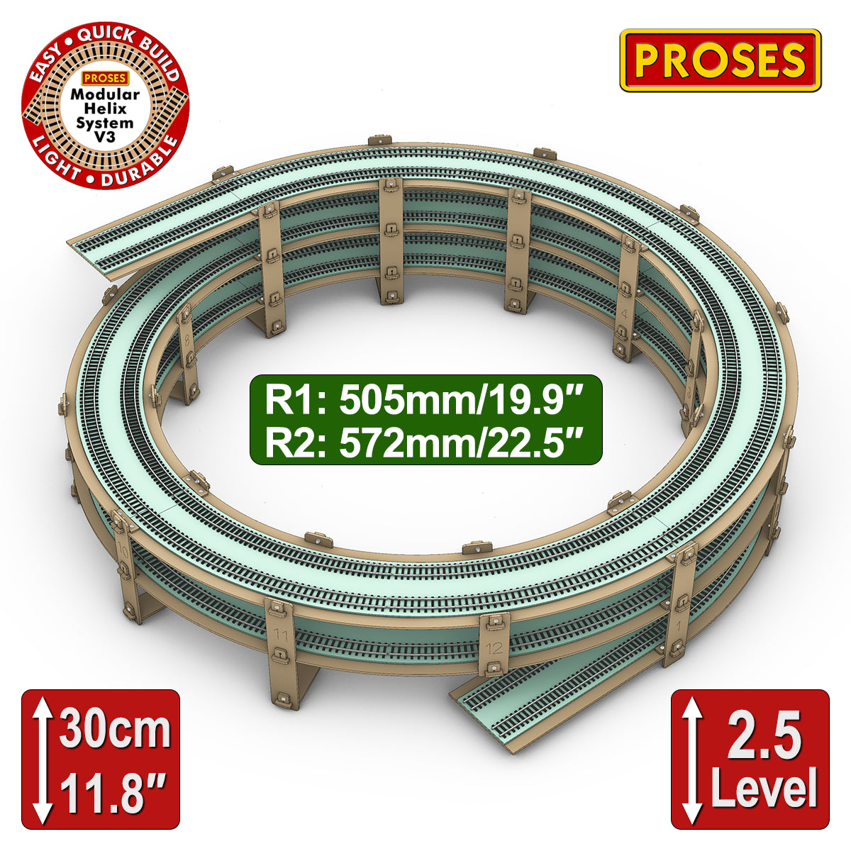 NEW! 2.5 LEVEL SMART ECO HELIX for Hornby, Peco R3/R4 Curves.