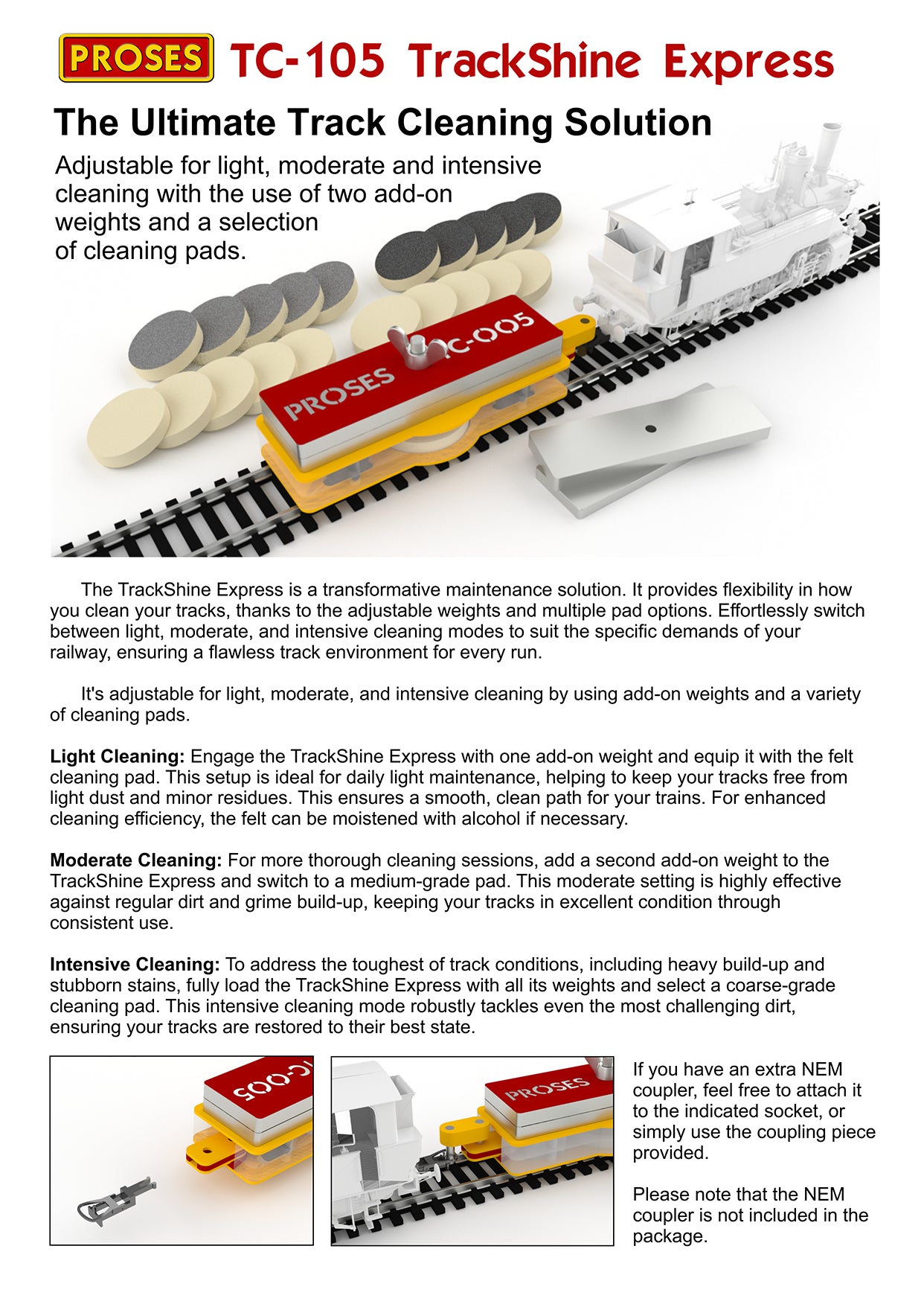 TC-505 TrackShine Express HO Track Cleaning Car
