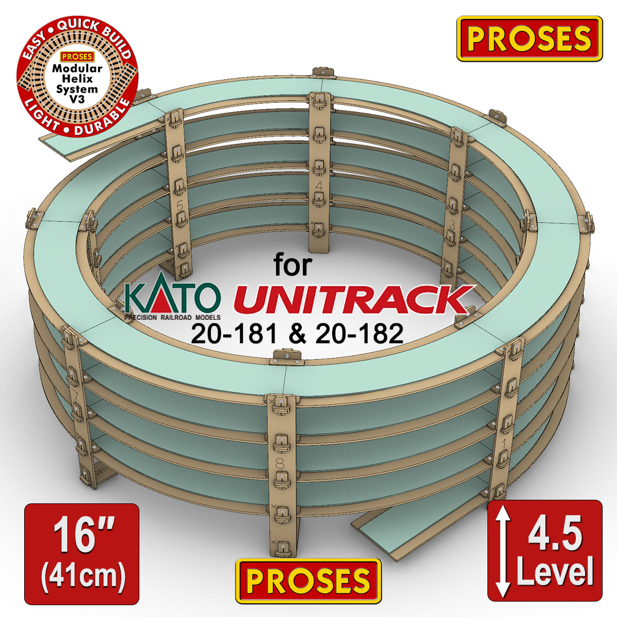 Smart Eco Helix for KATO 20-181 Double Tracks 4.5 Levels - Height: 41cm/16"