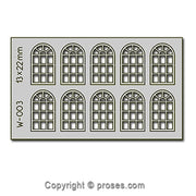 10 pcs 13X22mm 14 Pane Arched Windows HO/OO