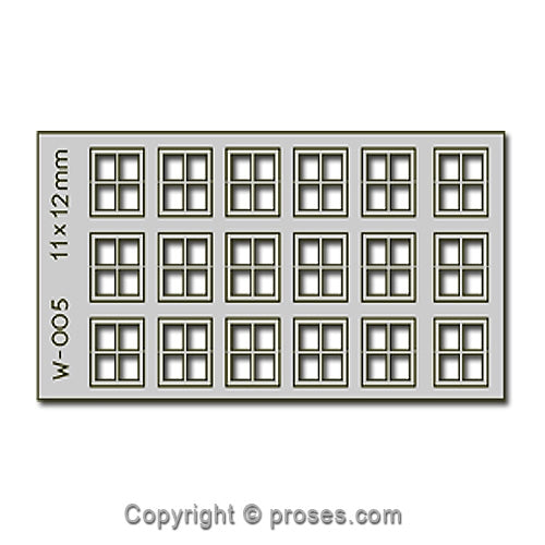 18 pcs 11X12mm 4 Pane Laser-Cut Windows HO/OO