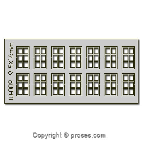 14 pcs 9.5X16mm 6 Pane Windows HO/OO