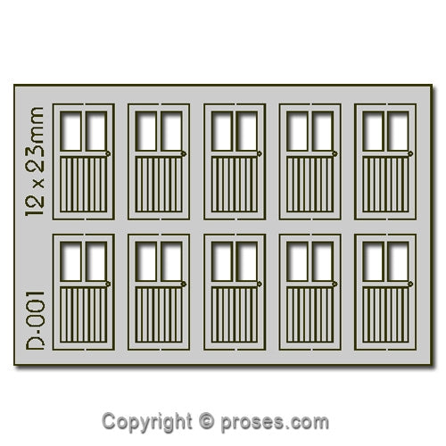 10 pcs 12X23mm 2 Lite Doors HO/OO