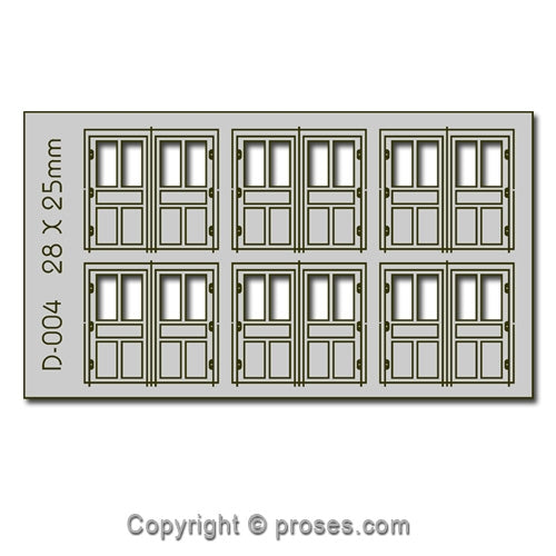 6 pcs 28X25mm Double Unit Doors HO/OO