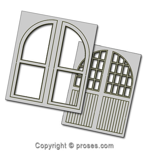 4 pcs 50X64mm Double Unit Loco Depot Doors HO/OO