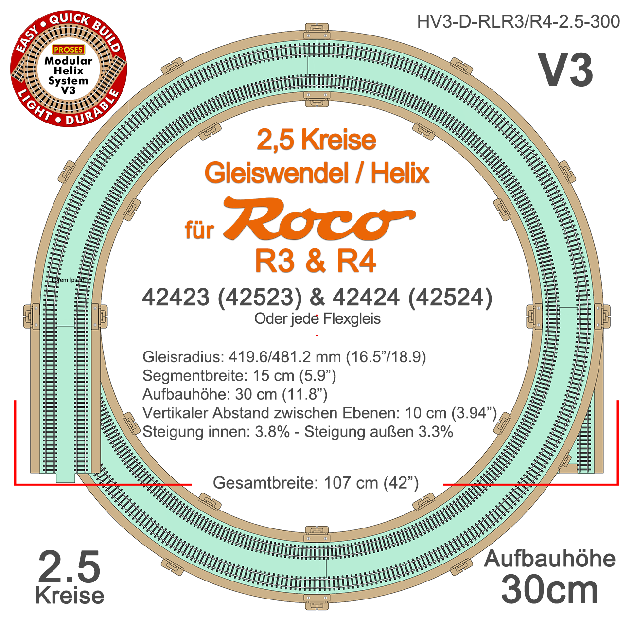 2.5 LEVEL HELIX for Roco Line R3/R4