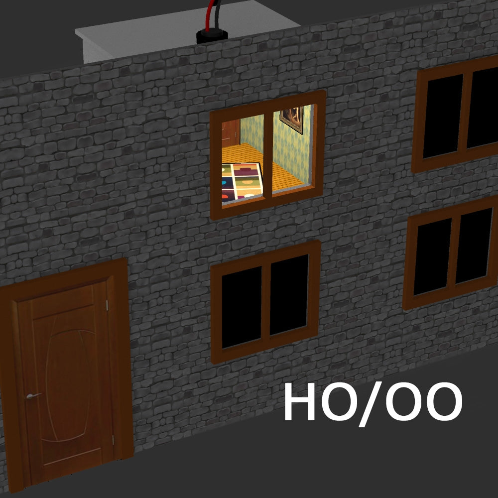 HO/OO Illuminated, Decorated Rooms for Buildings