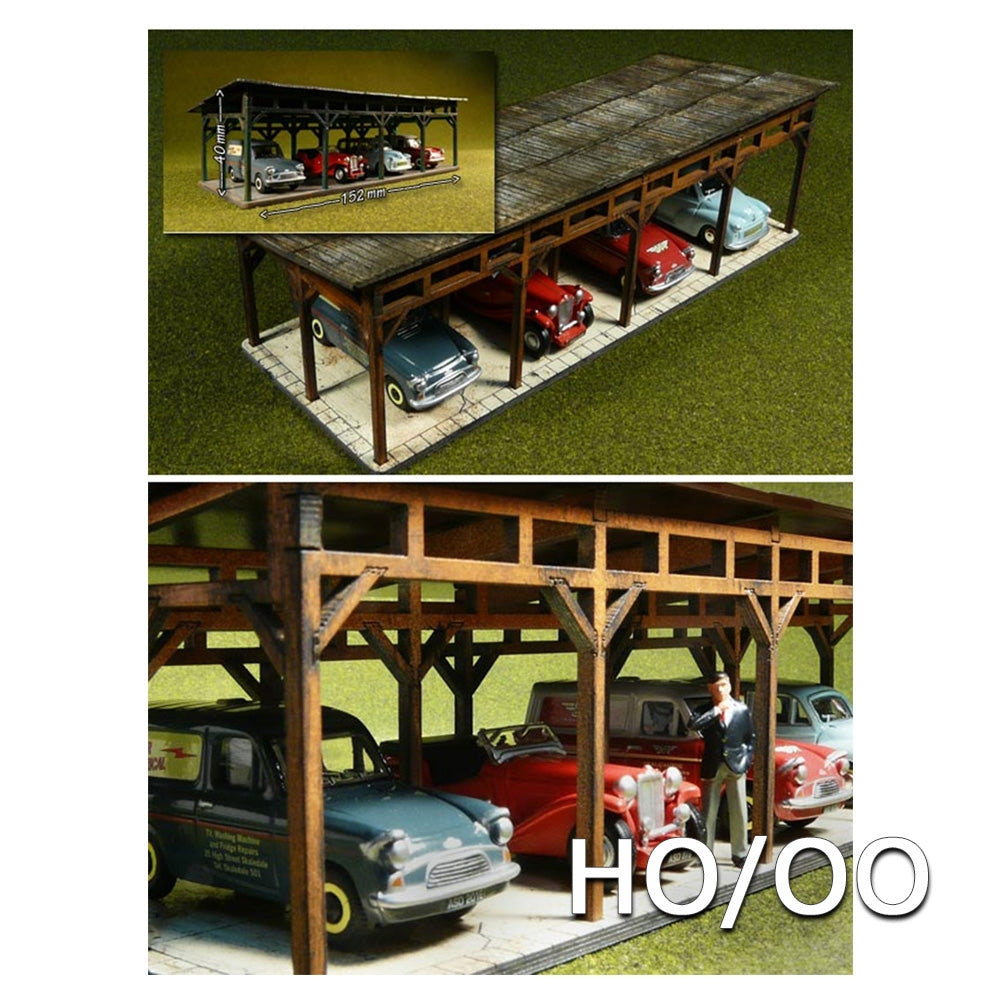 HO/OO Laser-Cut 4 Car Shed Kit