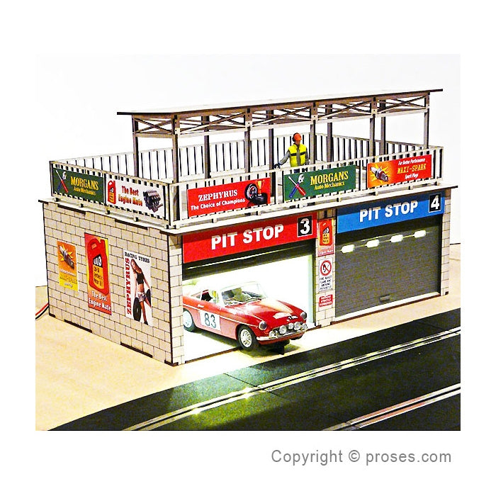 Retro Type Double Pit Stop Kit w/Light and Sliding Doors