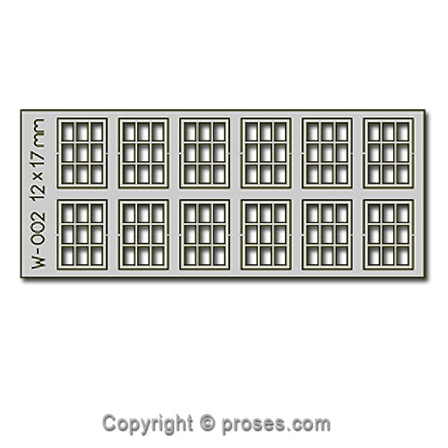 12 pcs 12X17mm 9 Pane Laser Cut Windows HO/OO