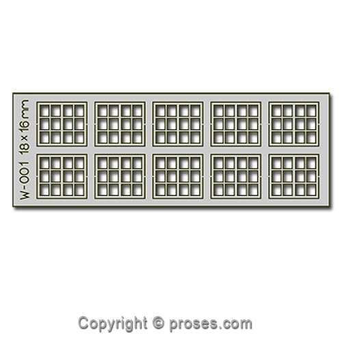 10 pcs 18X16mm 12 Pane Laser-Cut Windows HO/OO