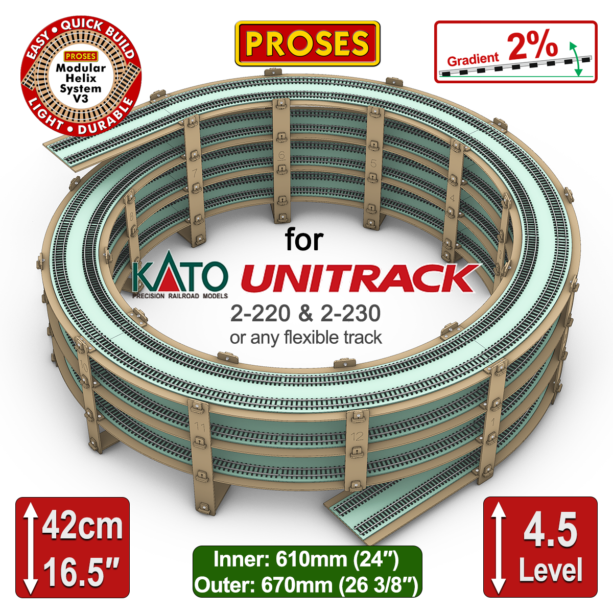 4.5 LEVEL HELIX for Kato Unitrack 2-220 & 2-230
