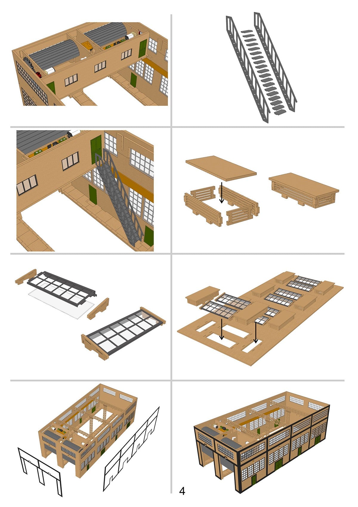O Scale Laser-Cut Double Engine Loco Shed Kit