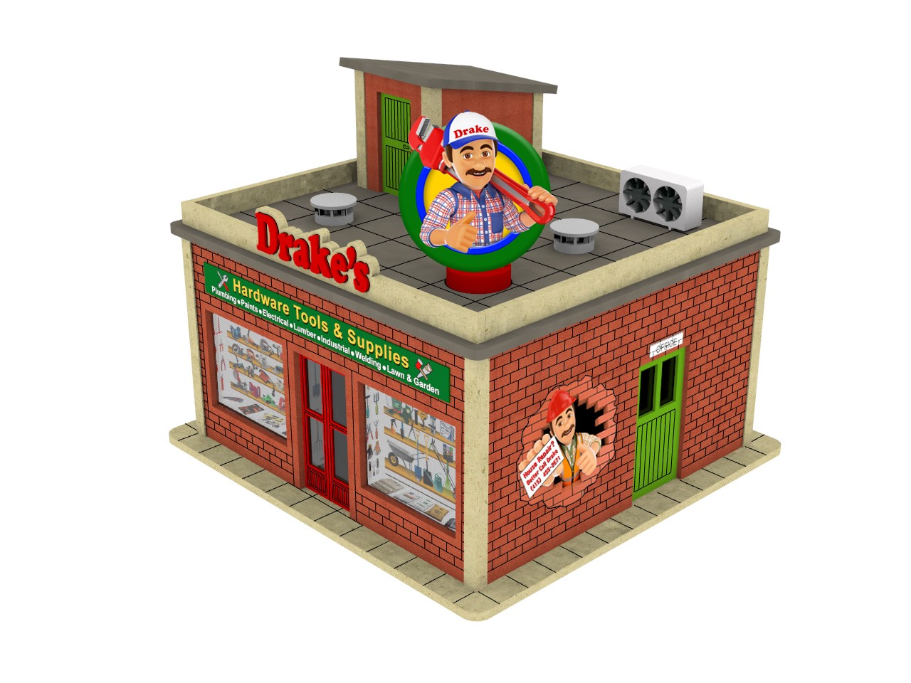 O Scale Hardware Shop w/Rotating Banner