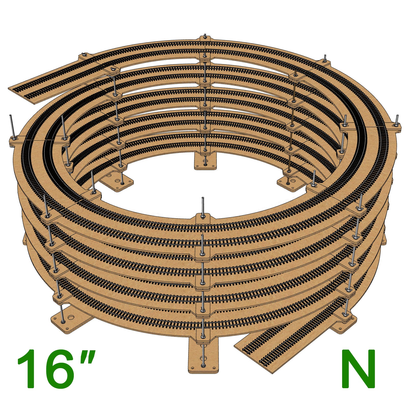 16" N Scale Single/Double Helix (R:18" to R:22")