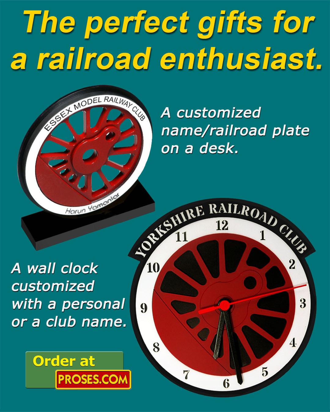 Railroaders Clock & Name Plate Combo