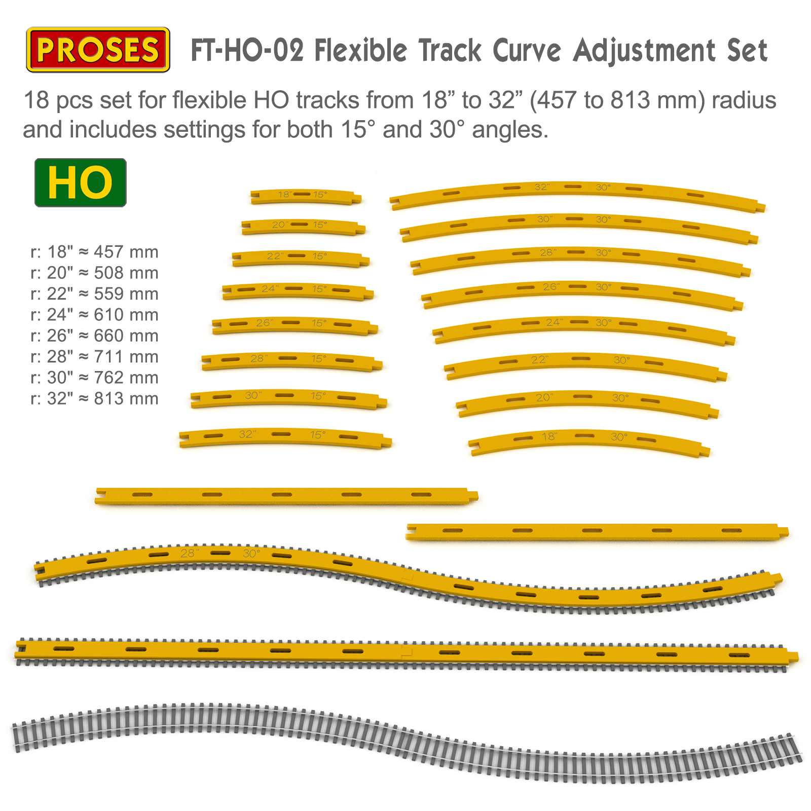 HO Gauge Flexible Track Laying Set Pack (US, Inches)