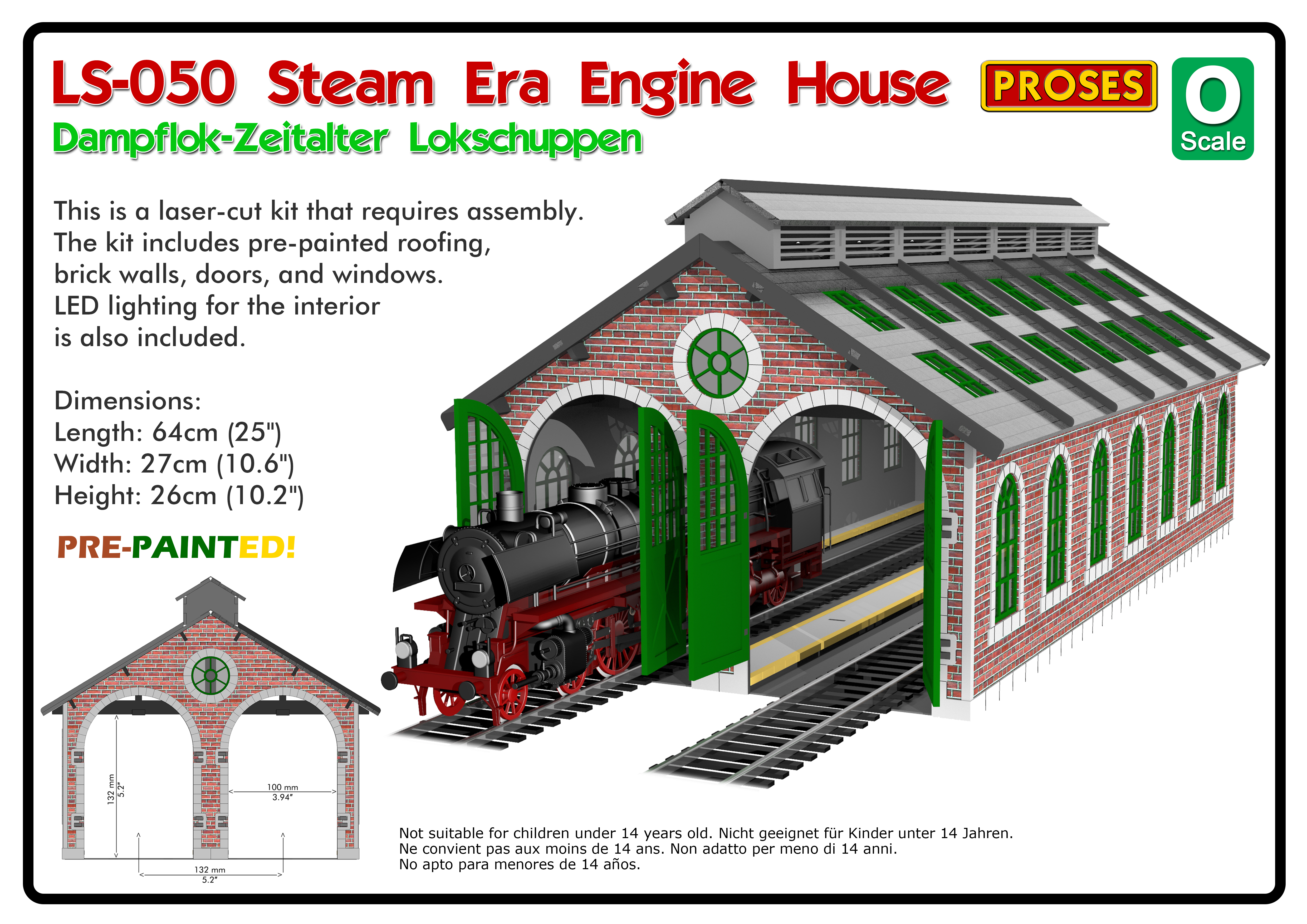 O Scale Laser-Cut Steam Era Engine House (pre-painted)