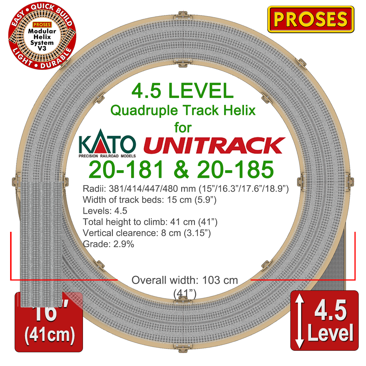 4.5 Level 4 Track Helix for KATO  20-181 & 20-185 (Copy)