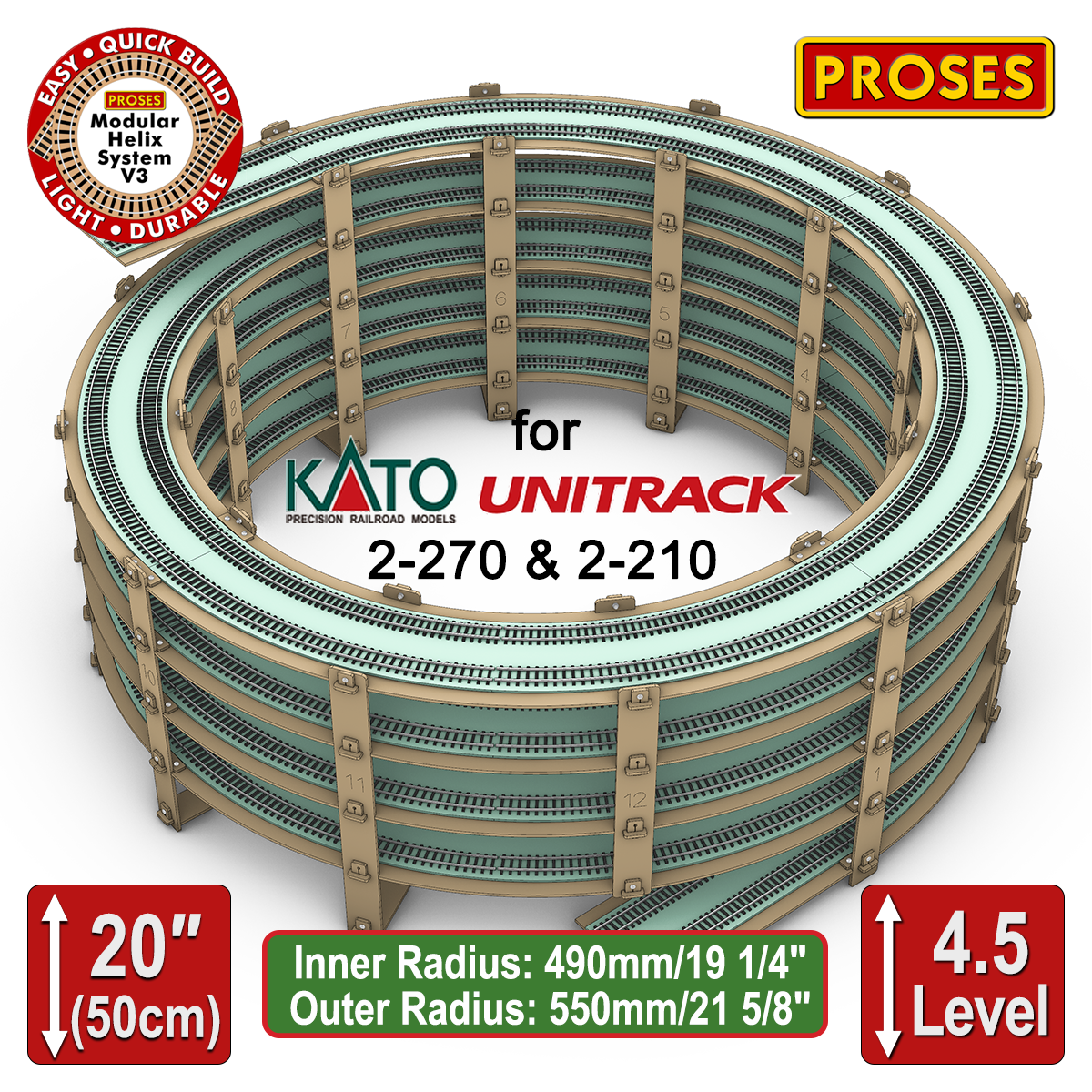 4.5 LEVEL HELIX for Kato Unitrack (R490 mm / R550 mm) (Copy)