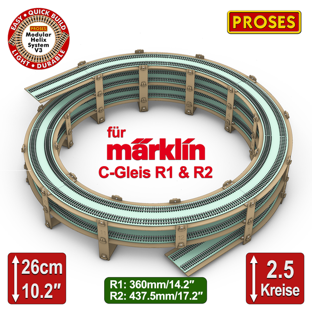 Hobby Shop R1 HO Scale Double Track Helix for Marklin C-Track R1 & R2 – Proses Hobby Shop