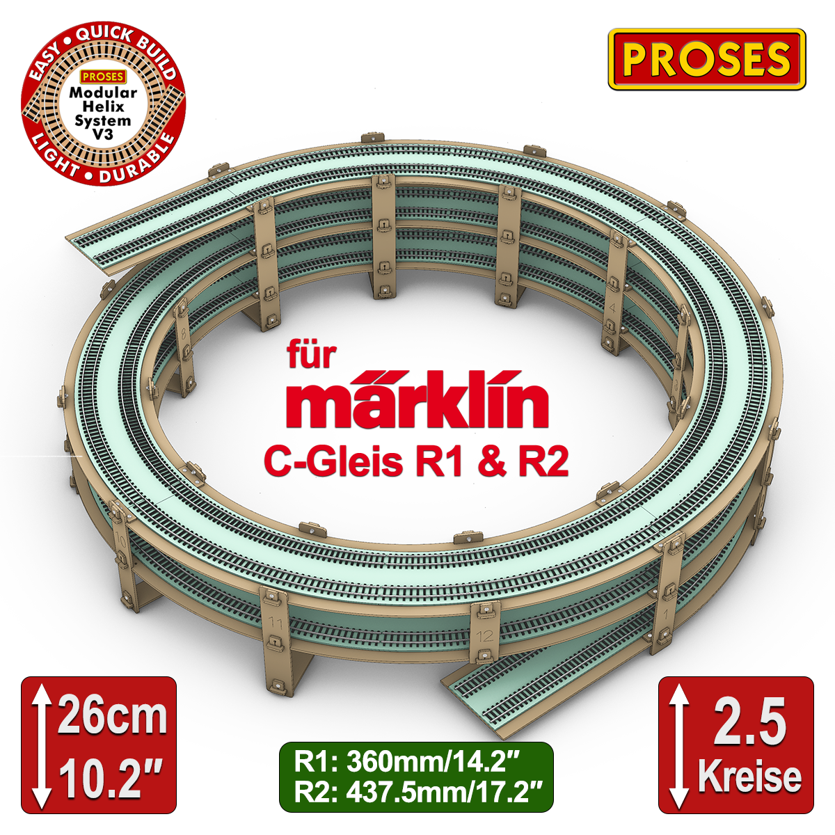 2.5 LEVEL HELIX pour les trains miniatures Marklin C-Track R1/R2