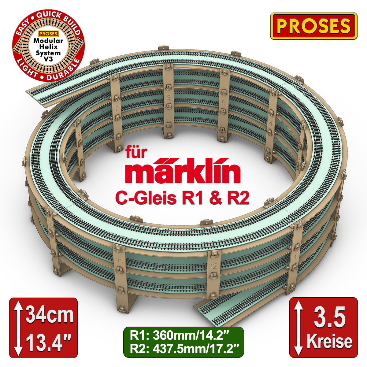 3.5 LEVEL HELIX pour les trains miniatures Marklin C-Track R1/R2