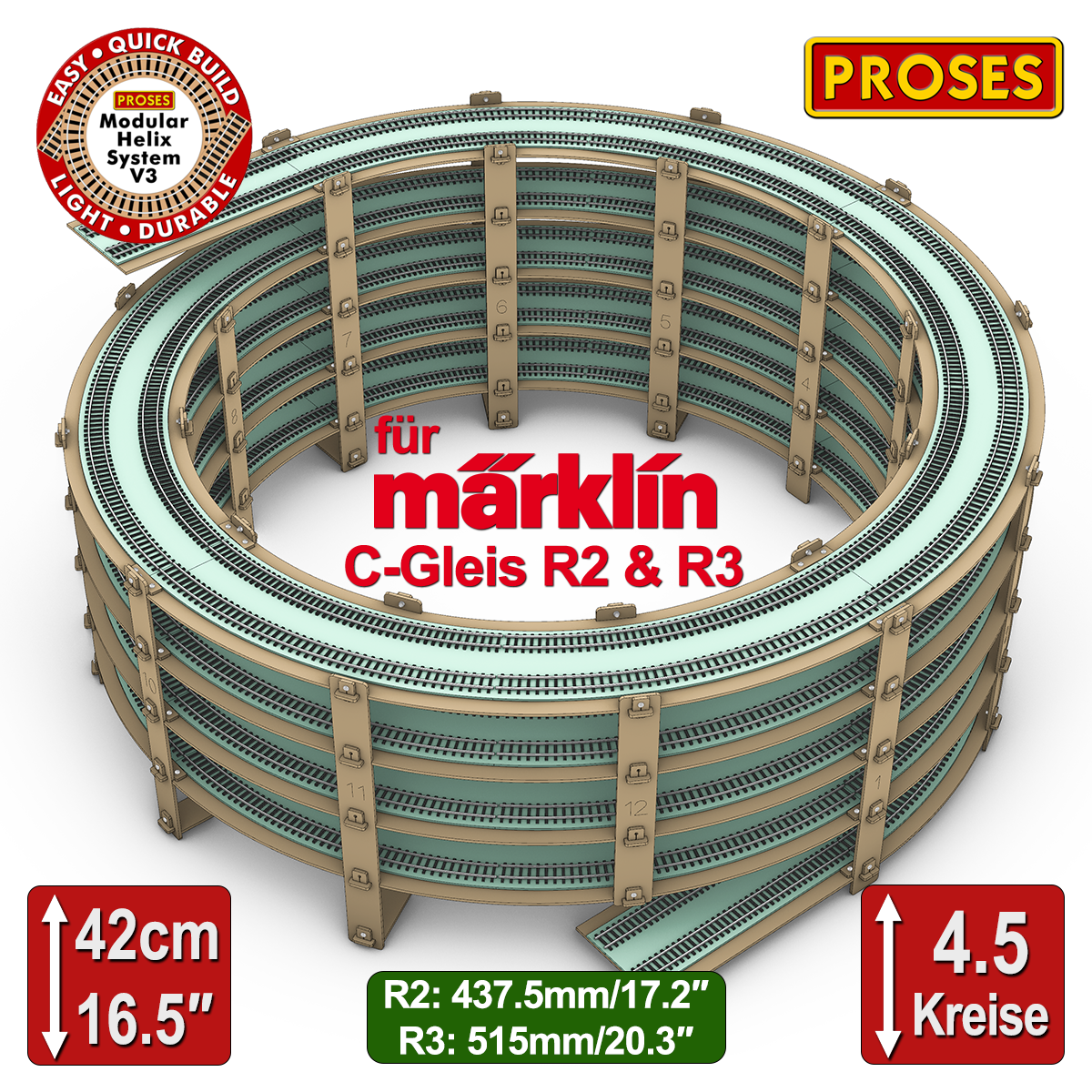 4.5 LEVEL HELIX pour les trains miniatures Marklin C-Track R2/R3