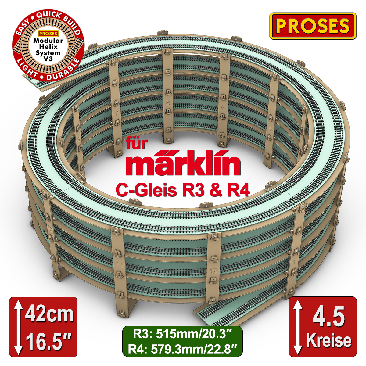 4.5 LEVEL HELIX pour les trains miniatures Marklin C-Track R3/R4