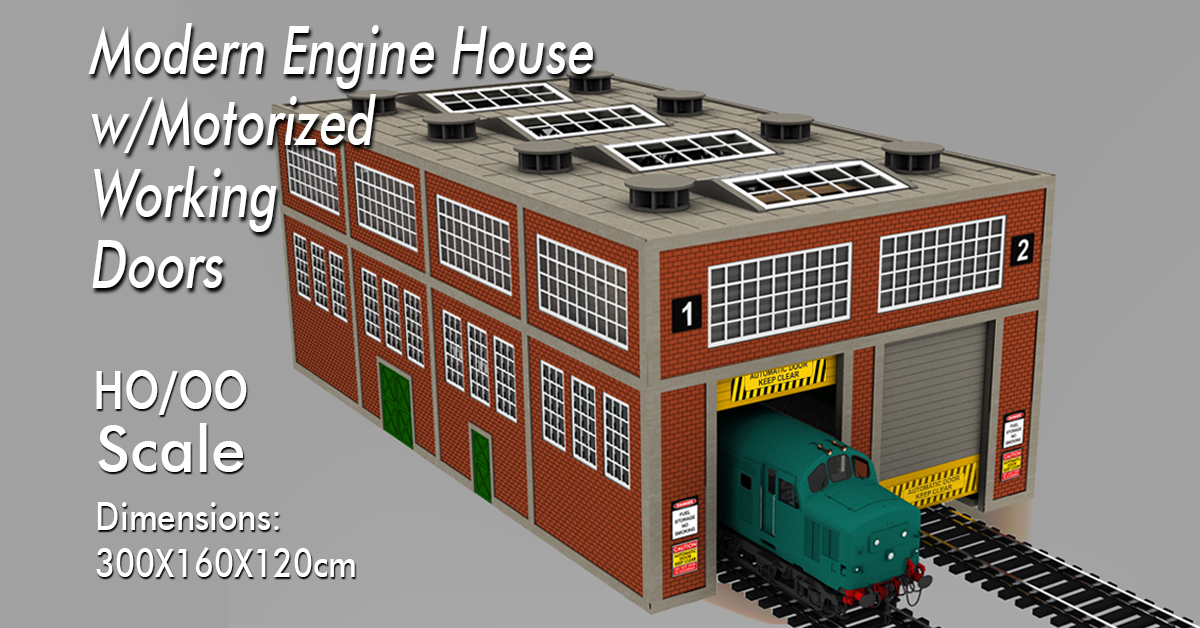HO/OO Engine House w/Motorized Working Doors for Model Railways