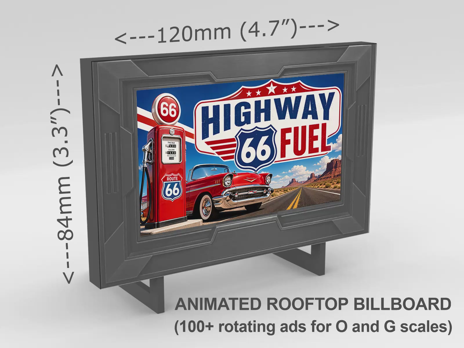 Load video: Animated Rooftop Billboard 120X84mm (4.7"X3.3")
